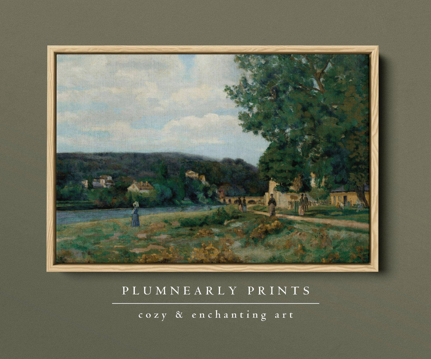 Emerald Green Landscape Oil Painting Framed Canvas Art 24