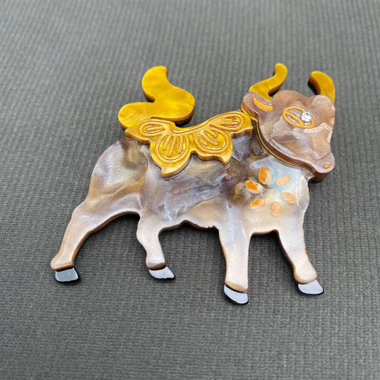 Bull Acrylic Brooch