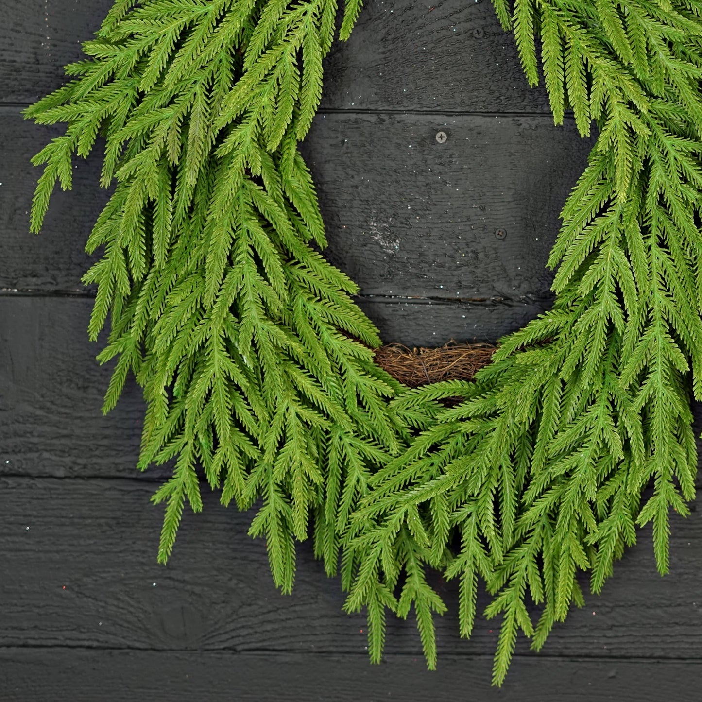 510707- 24inW Heart Twig Wreath-Soft Touch Evergreen Norfolk