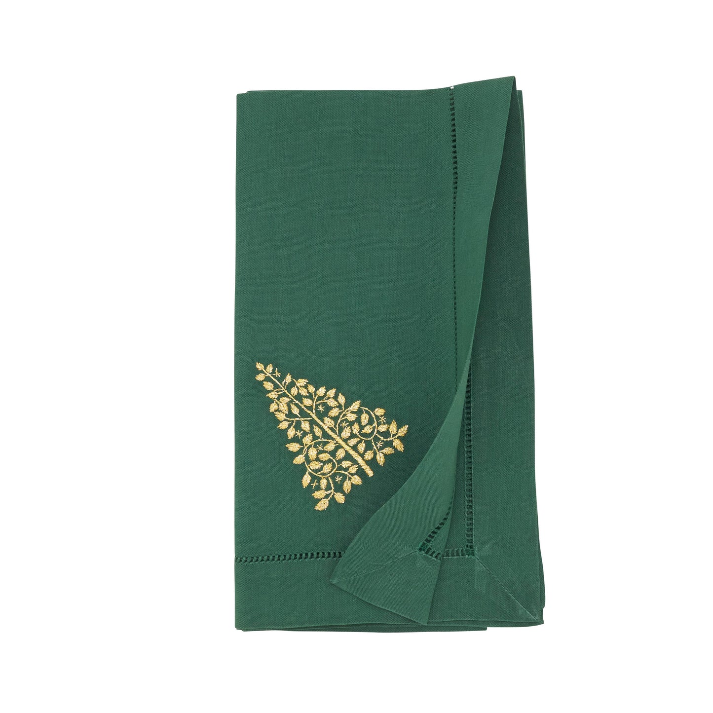 Embroidered Christmas Tree Hemstitch Napkin