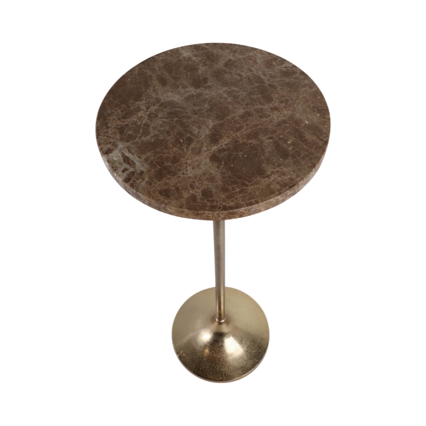 27X10" Marble Top Drink Table, Tan/Gold, Novelty, 27"H,