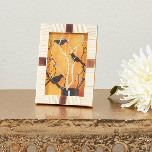Artisan Ribbed Bone Photo Frame