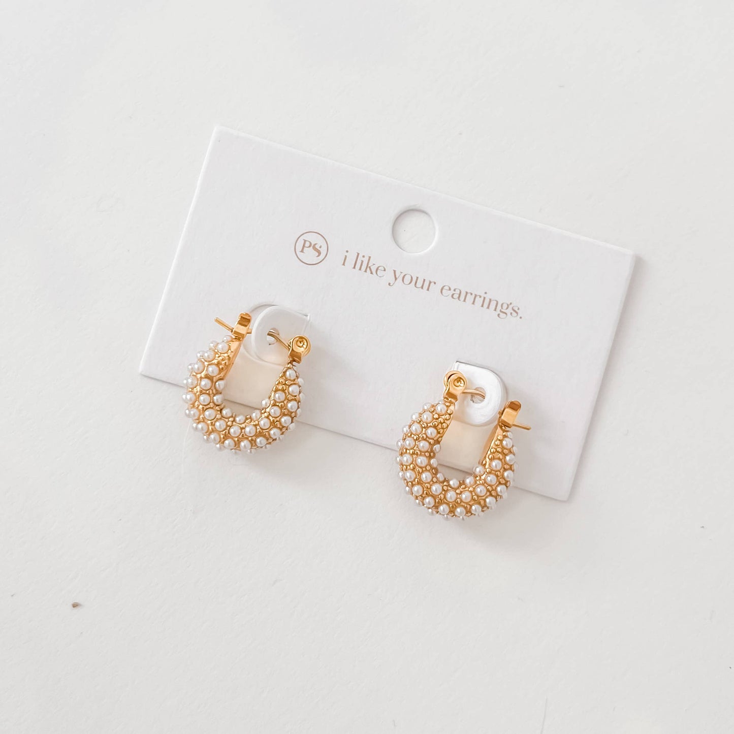 Hailey Huggie Pearl Earrings Waterproof