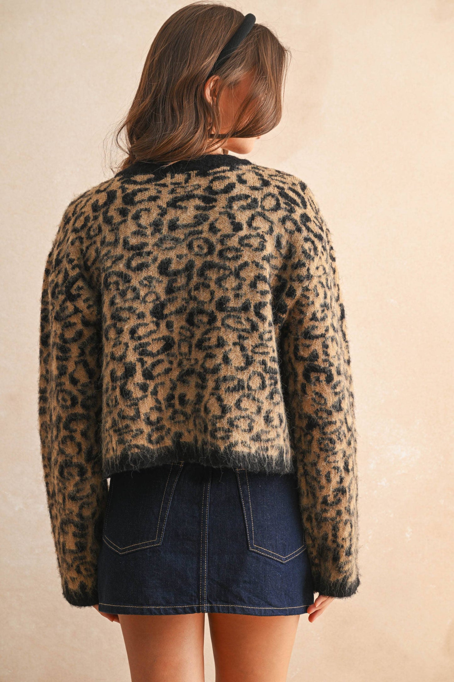 J5115 LEOPARD PRINT SWEATER CARDIGAN