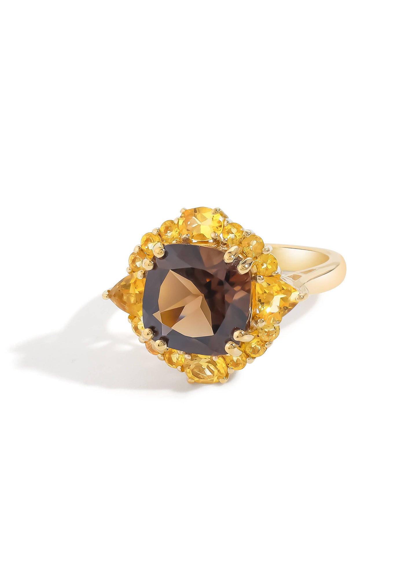 Golden Eclipse Smoky Quartz Ring