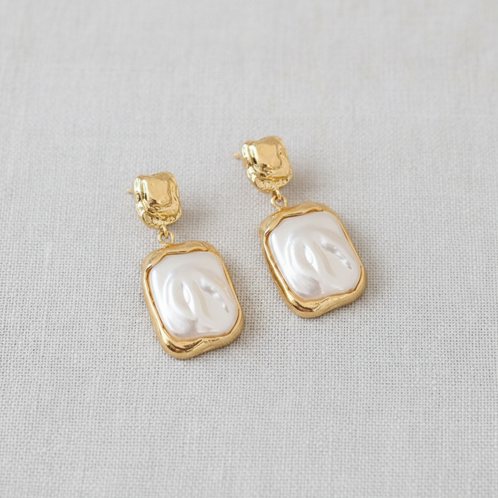 Vintage Pearl Zirconia Earrings