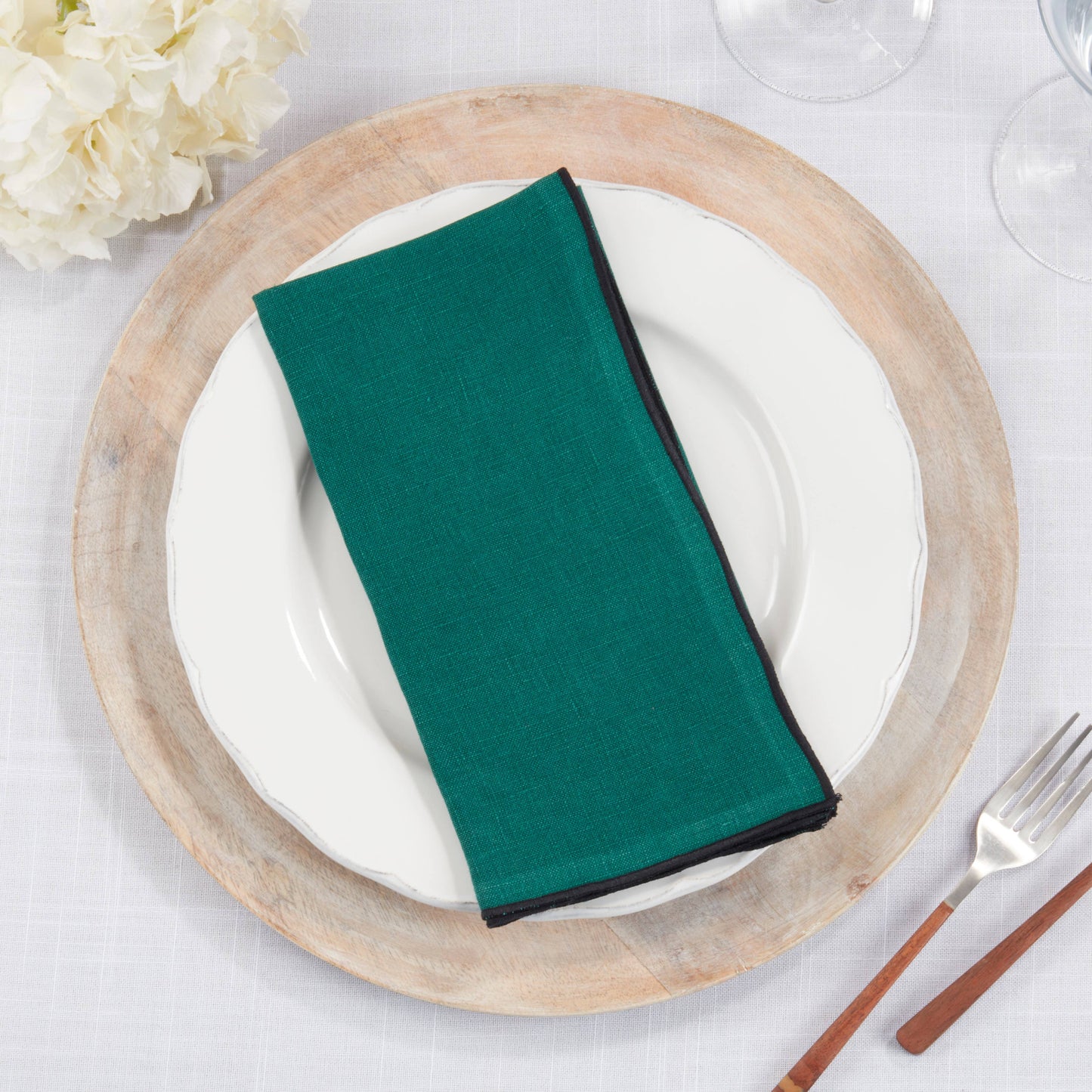 Linen Stonewashed Stitched Border Napkin