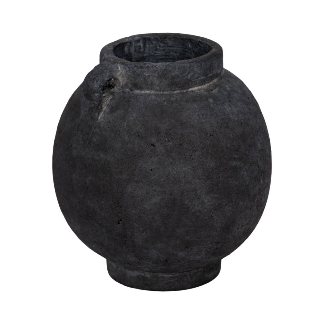 Black 7 in. Contemporary Pottery Bulbous Jug with Handle