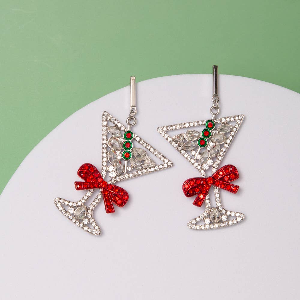 Christmas Crystal Cocktail Post Dangle Earrings