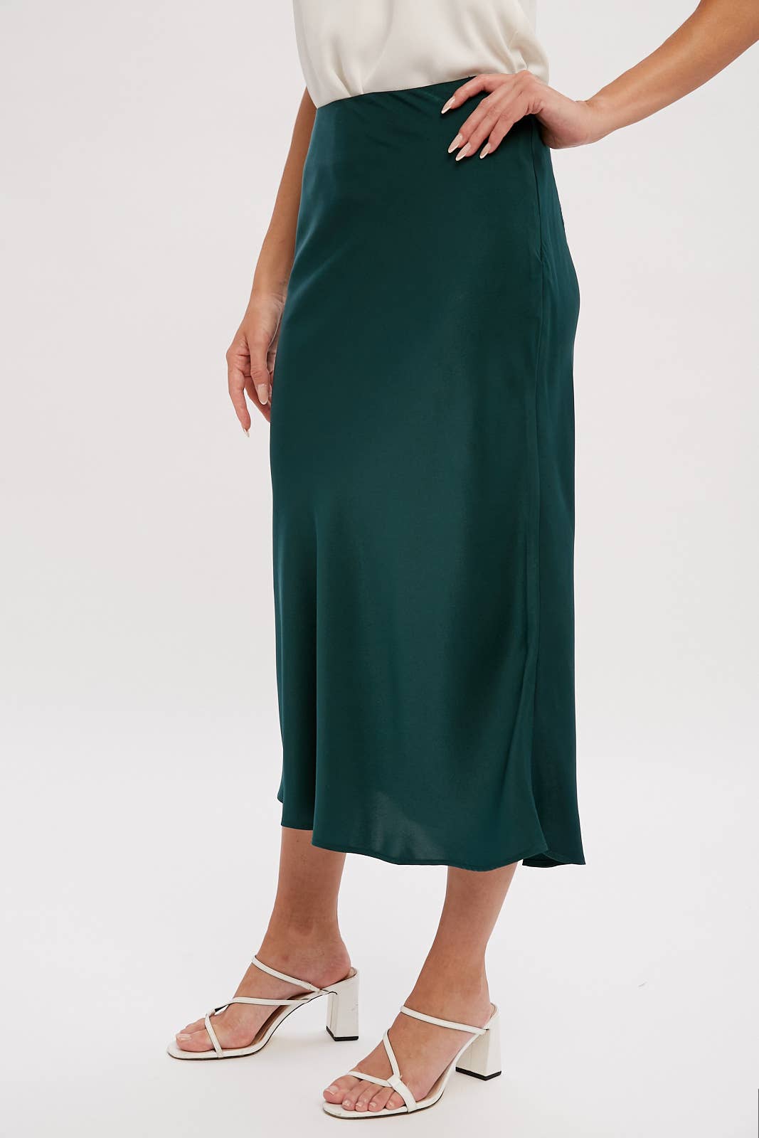 SATIN MIDI SKIRT