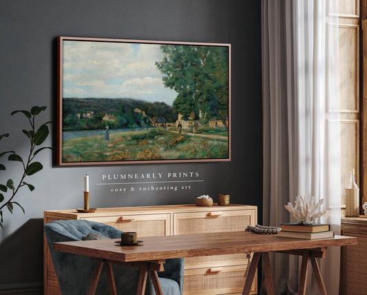 Emerald Green Landscape Oil Painting Framed Canvas Art 24