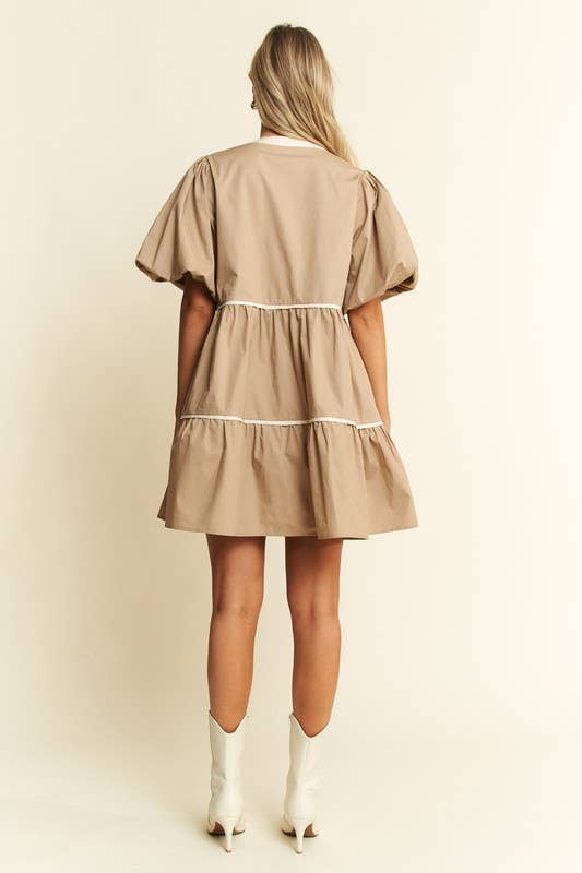 SOLID TIERED DRESS