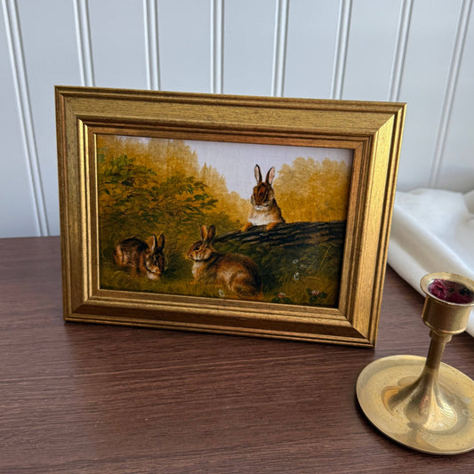 Vintage Style Bunnies Art Print gallery wall Framed