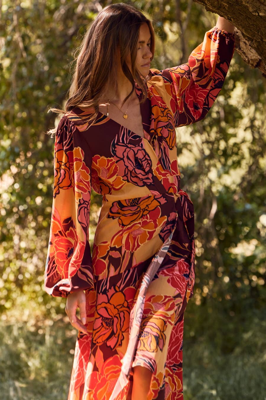 Floral Printed Wrapped Midi Dress