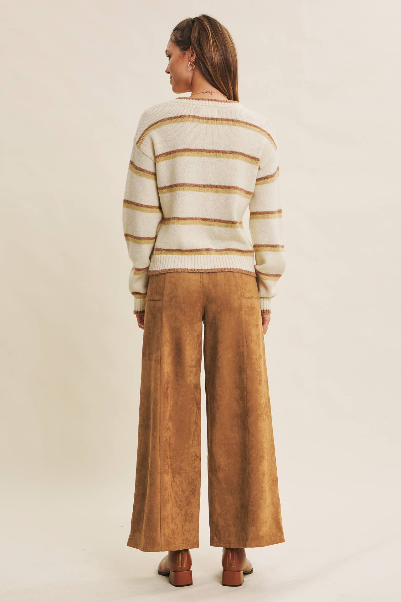 COZY CHARM TO AUTUMN PLAN STRIPE CARDIGAN