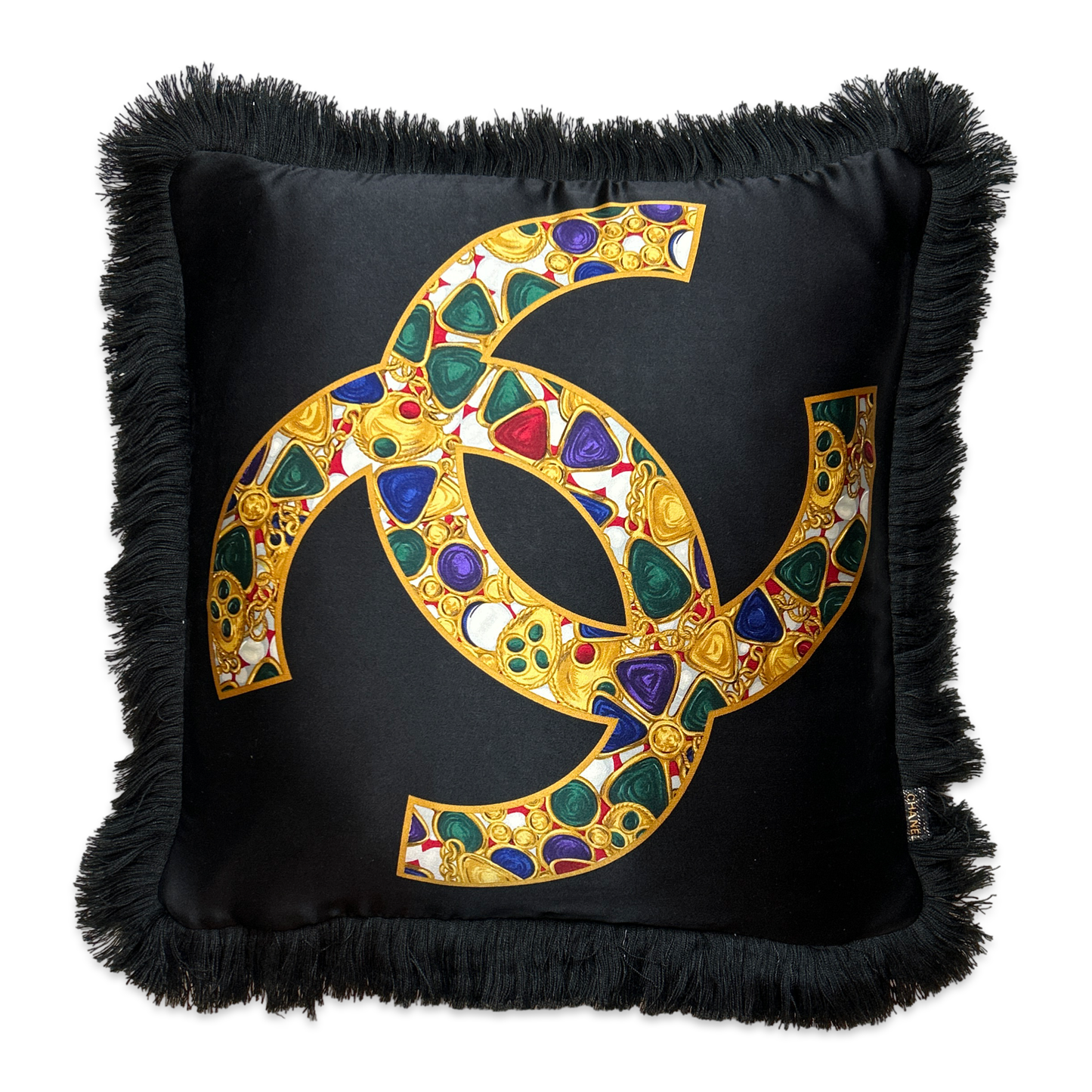 CC Logo Vintage Silk Scarf Pillows 19"