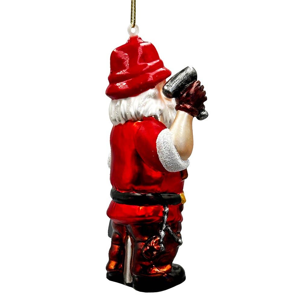 Handyman Santa Glass Ornament, Skilled Builder, Tradesman