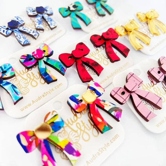Colorful Bow Stud Rainbow Statement Earring