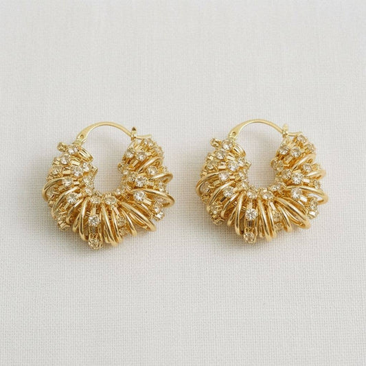 Artistic Geometric Drop Earrings with Dazzling Accents
