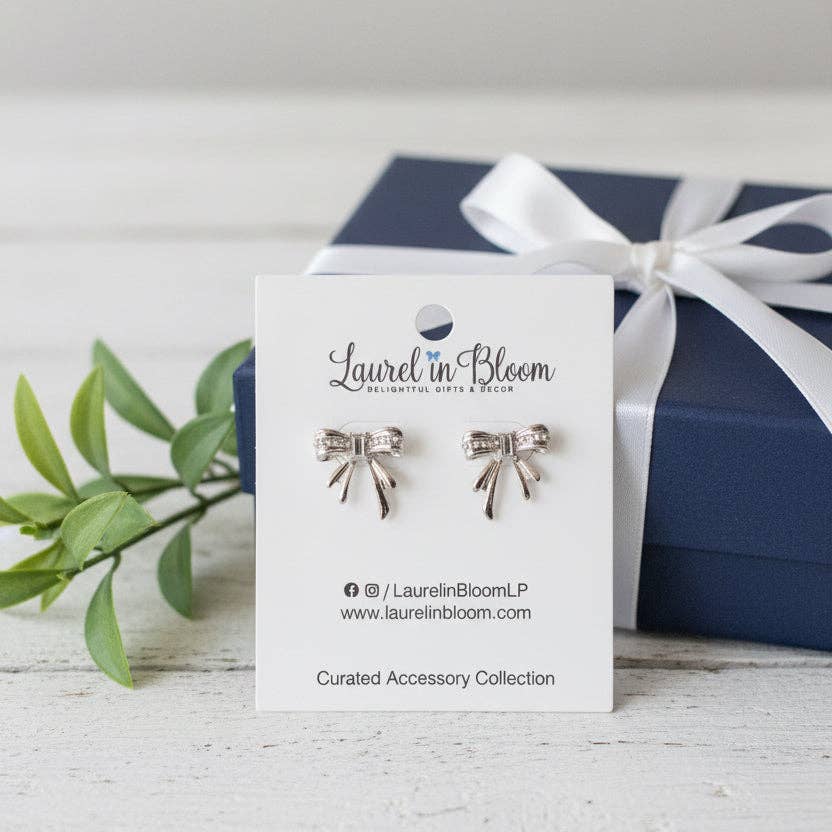 Madeline Crystal Bow Stud Earrings