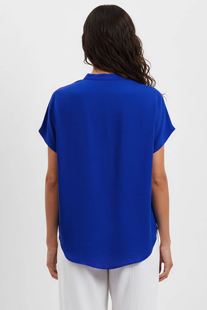 Drop Shoulder V-Neck Blouse
