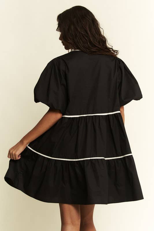 SOLID TIERED DRESS