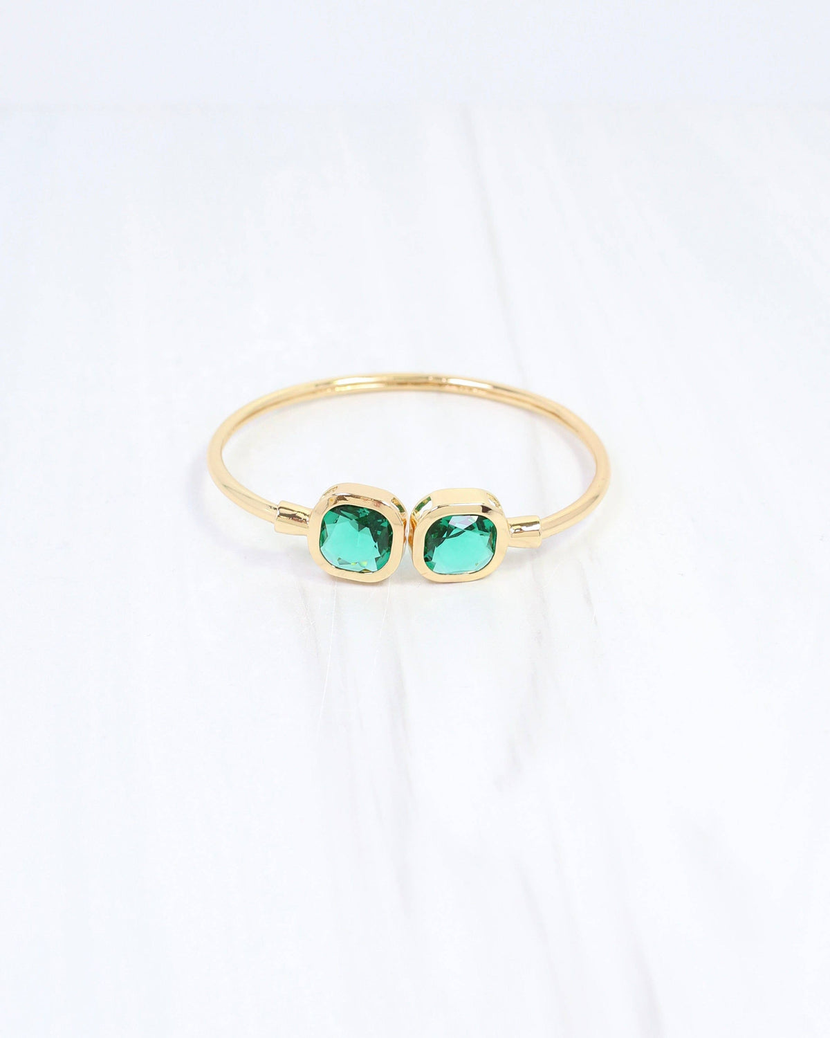 Kira Square Crystal Cuff Bracelet Emerald