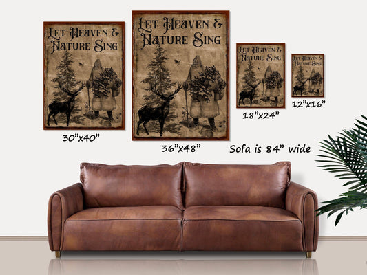 Heaven and Nature Sing Vintage Christmas Canvas Wall Decor