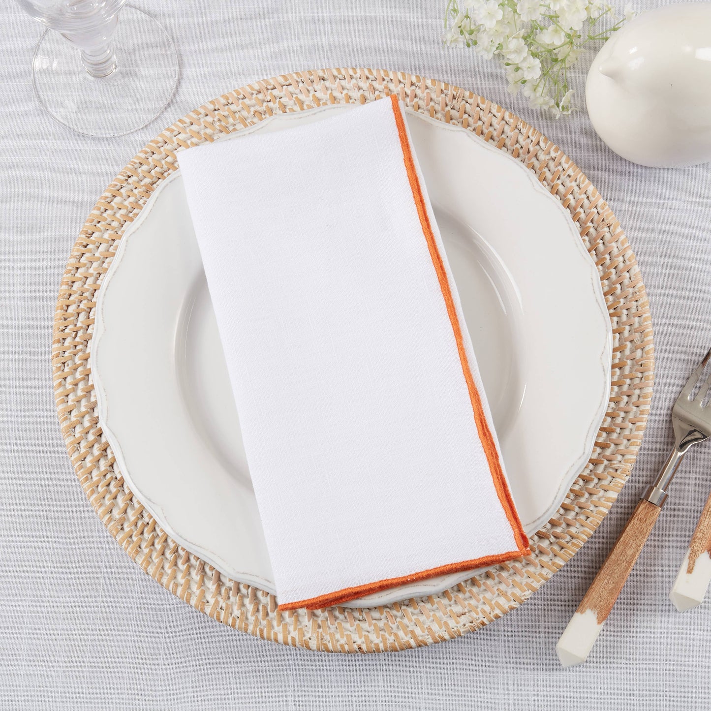 Linen Stonewashed Stitched Border Napkin