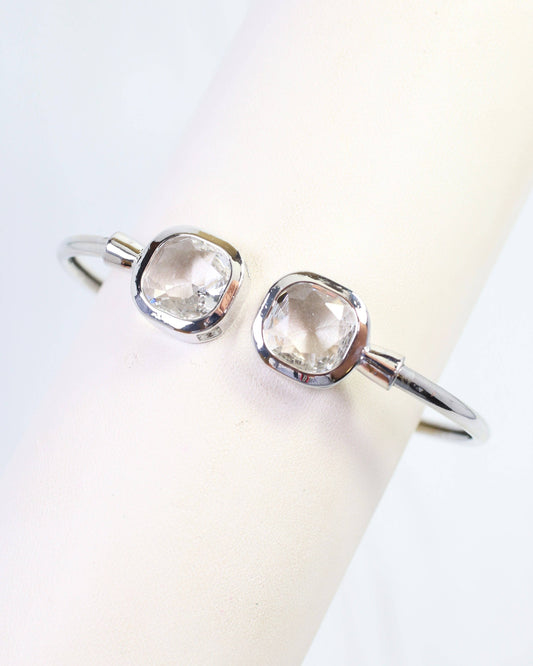 Kira Square Crystal Cuff Bracelet Silver