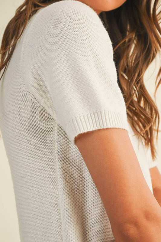 SHORT SLEEVE CREW NECK SWEATER
