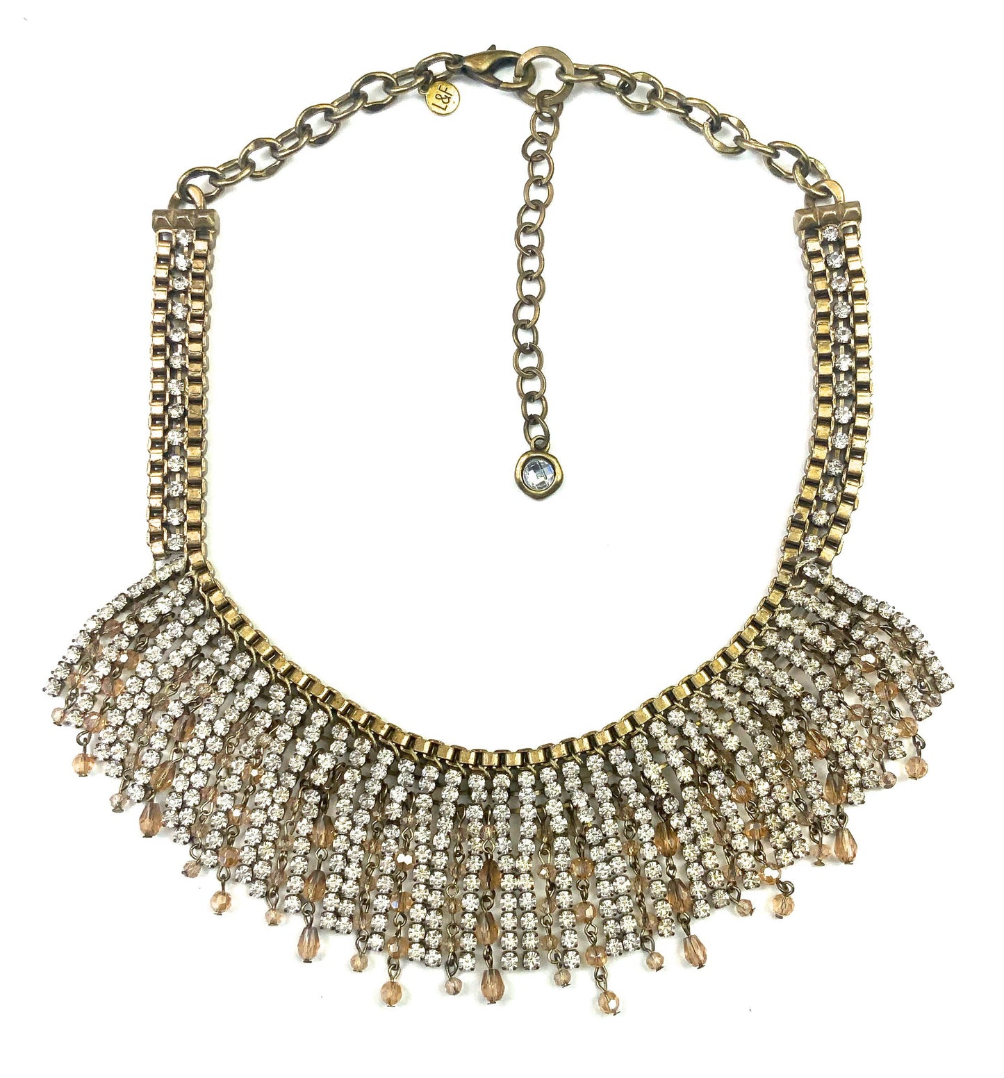 NK-Rhinestone Fringe Bib Necklace