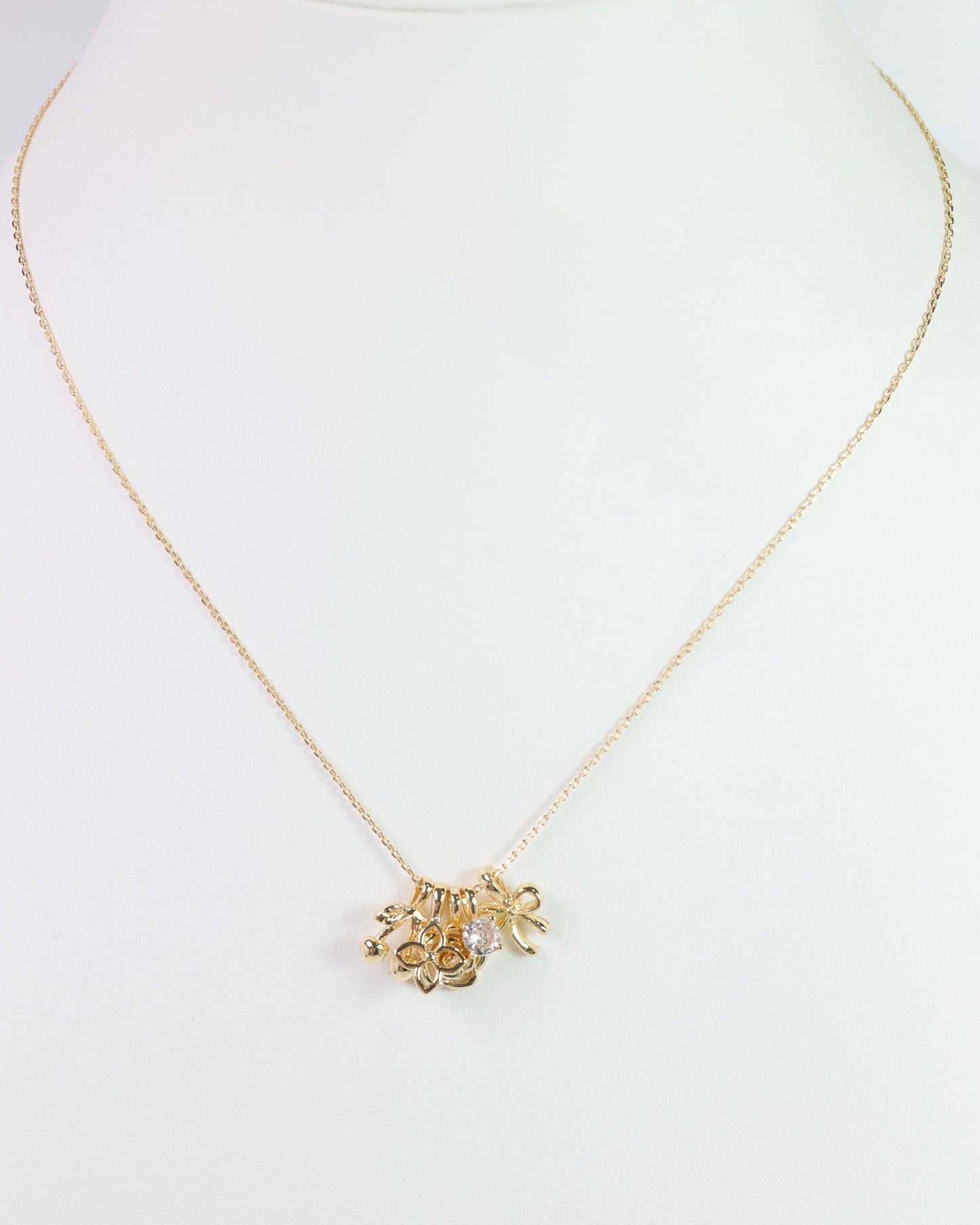 Cherry on Top Charm Necklace Set Gold