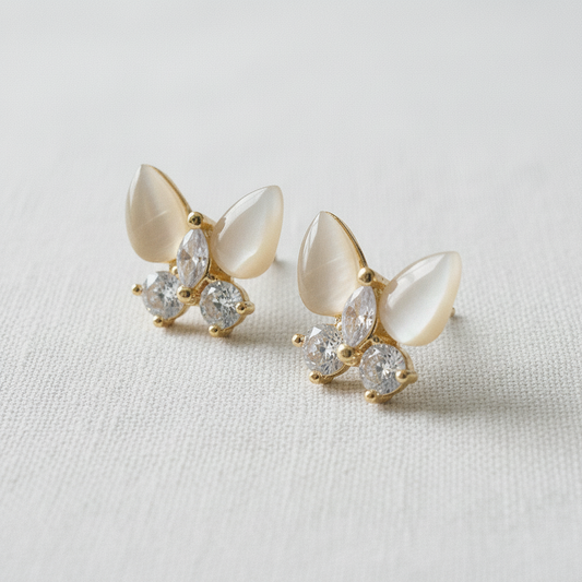 Vintage Inspired Cat's Eye Butterfly Stud Earrings