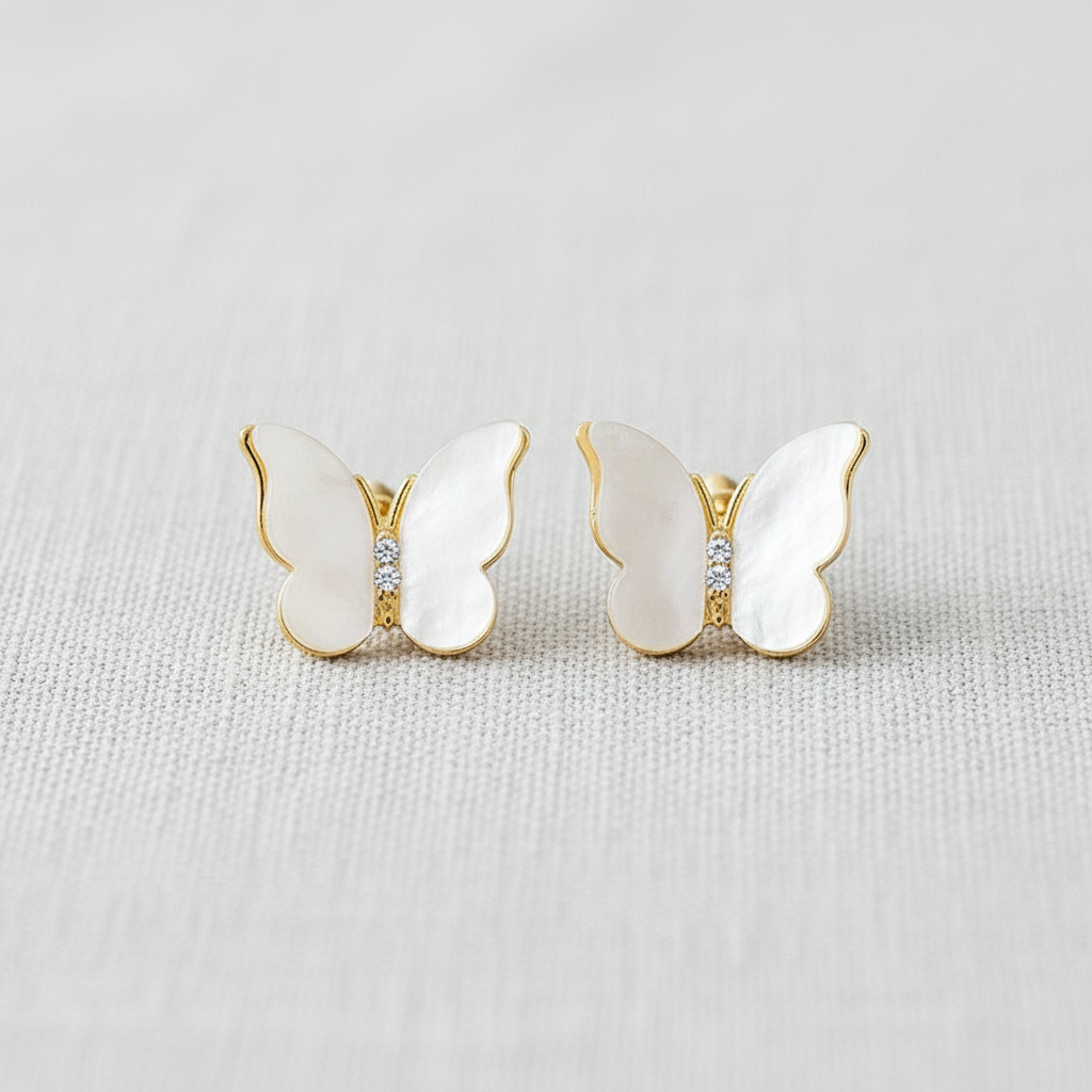 Butterfly Pearl Stud Earrings
