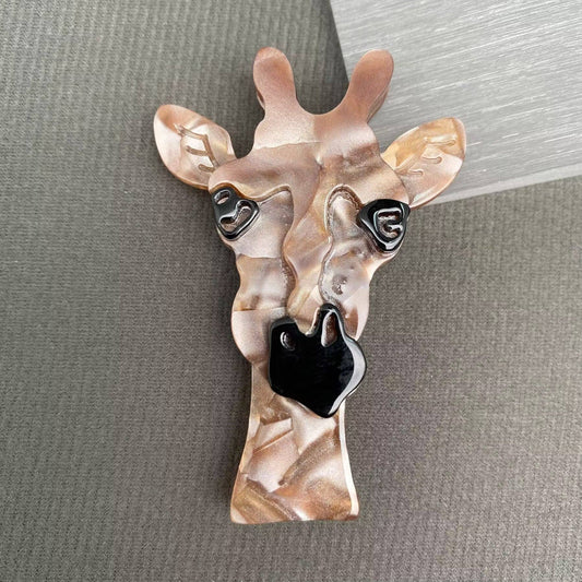 Giraffe's Head Acrylic Brooch