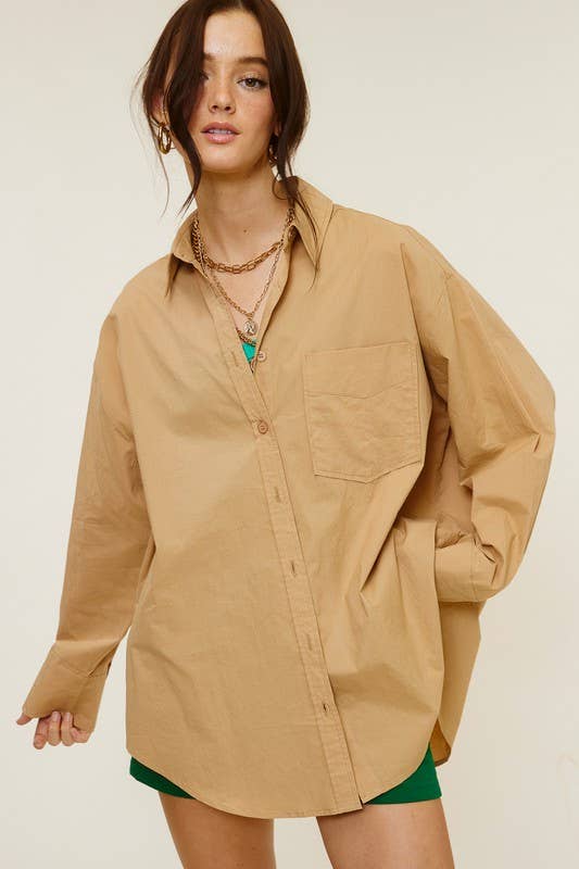 Oversized Cotton Button-Down Shirt