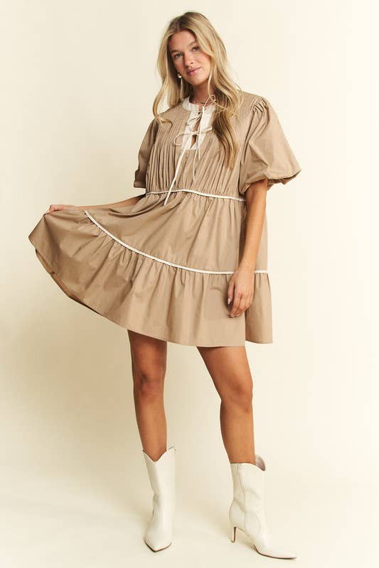 SOLID TIERED DRESS