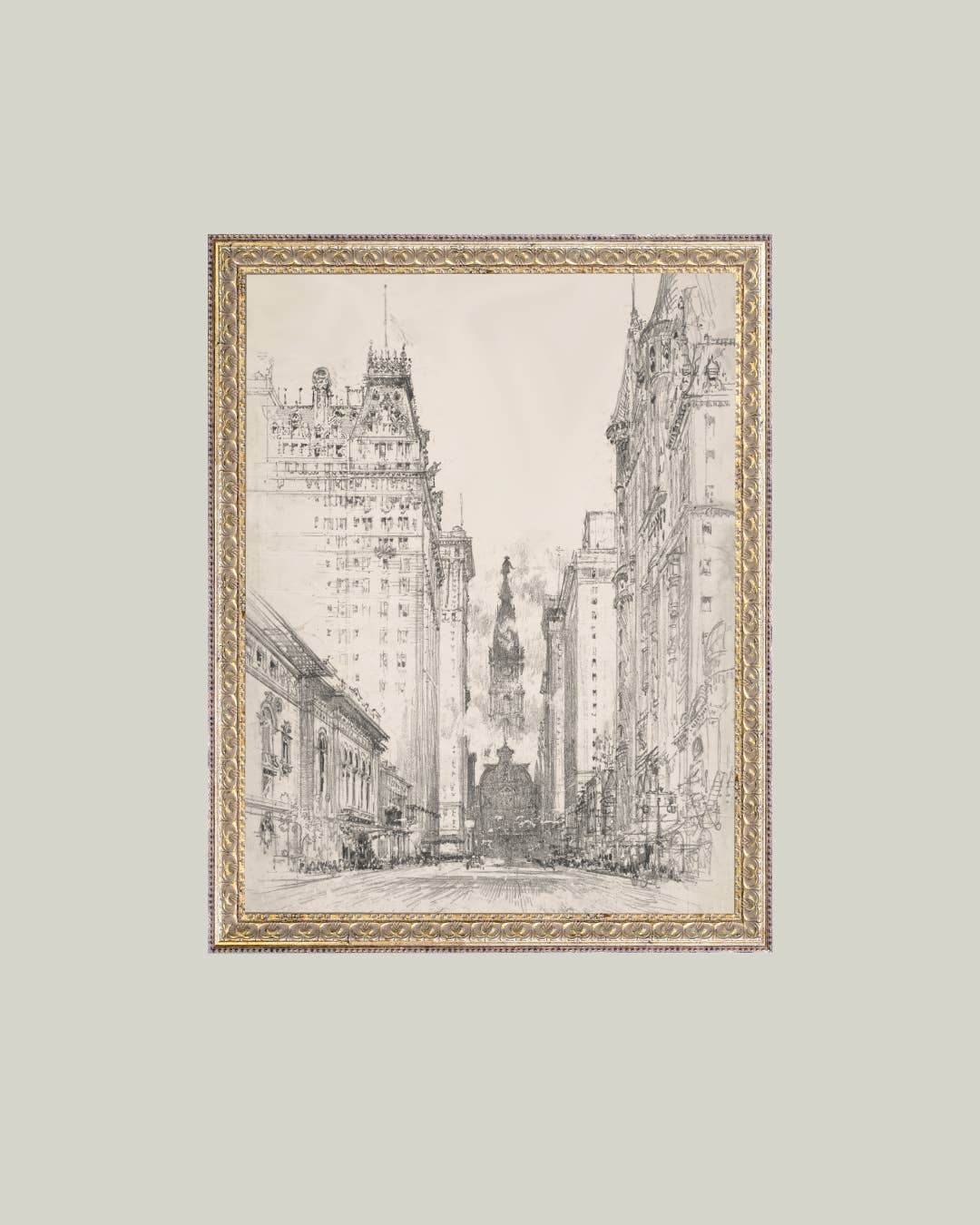 New York Sketch Framed Antique Art