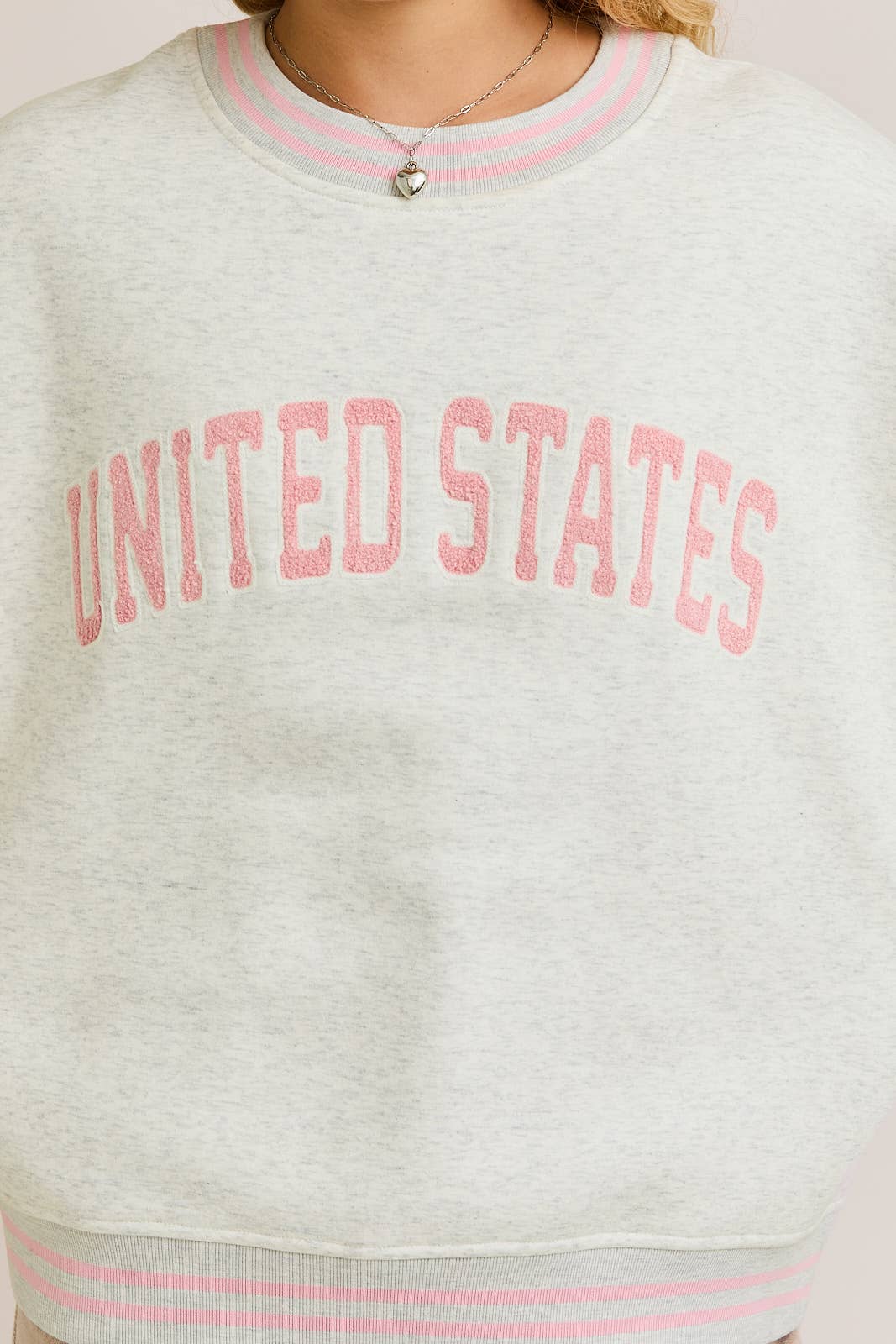 "UNITED STATES" CREW NECK PREPPY EMBROIDERY SWEATSHIRT