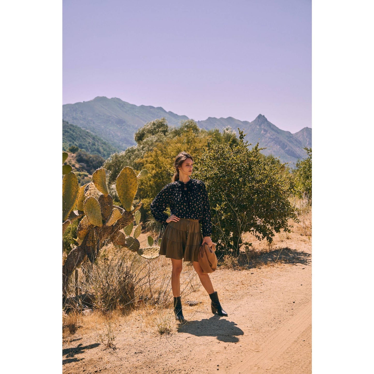 BREEZY FALL DAYS VELVET FLORAL BLOUSE WITH DELICATE RUFFLES