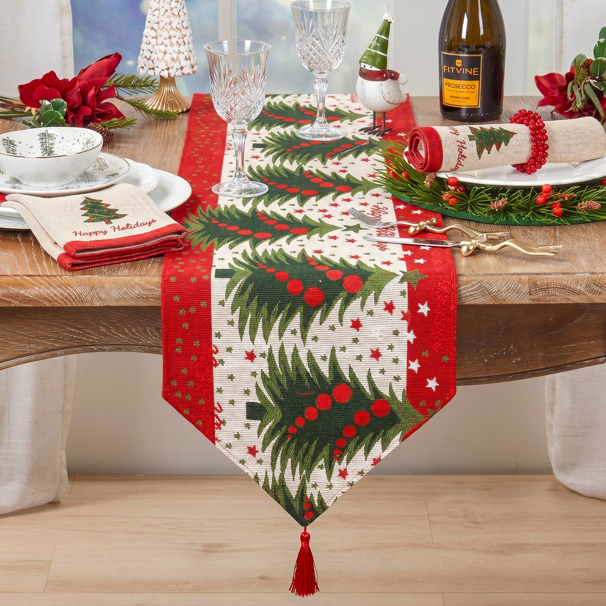 Holiday Christmas Tree Table Runner