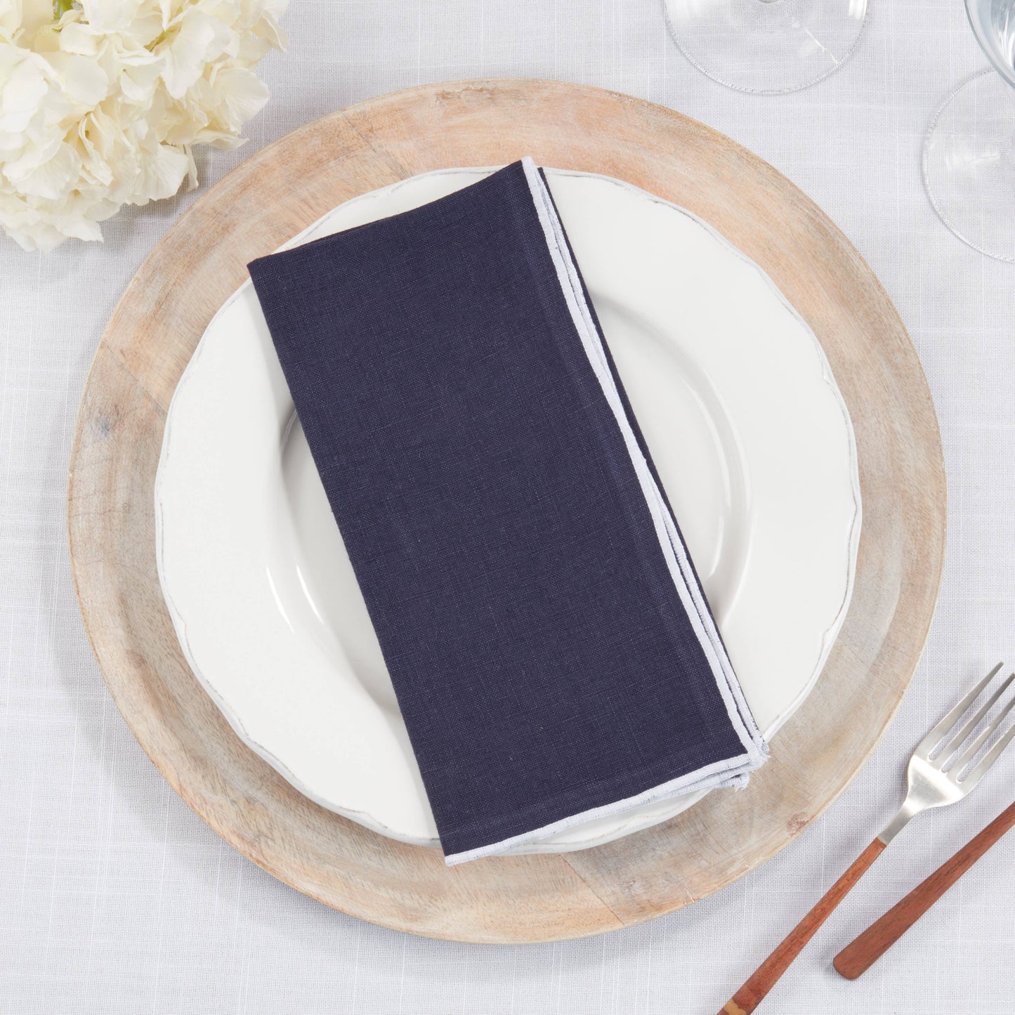Linen Stonewashed Stitched Border Napkin