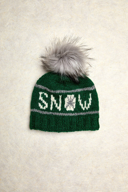 Snow Evergreen Pom Beanie
