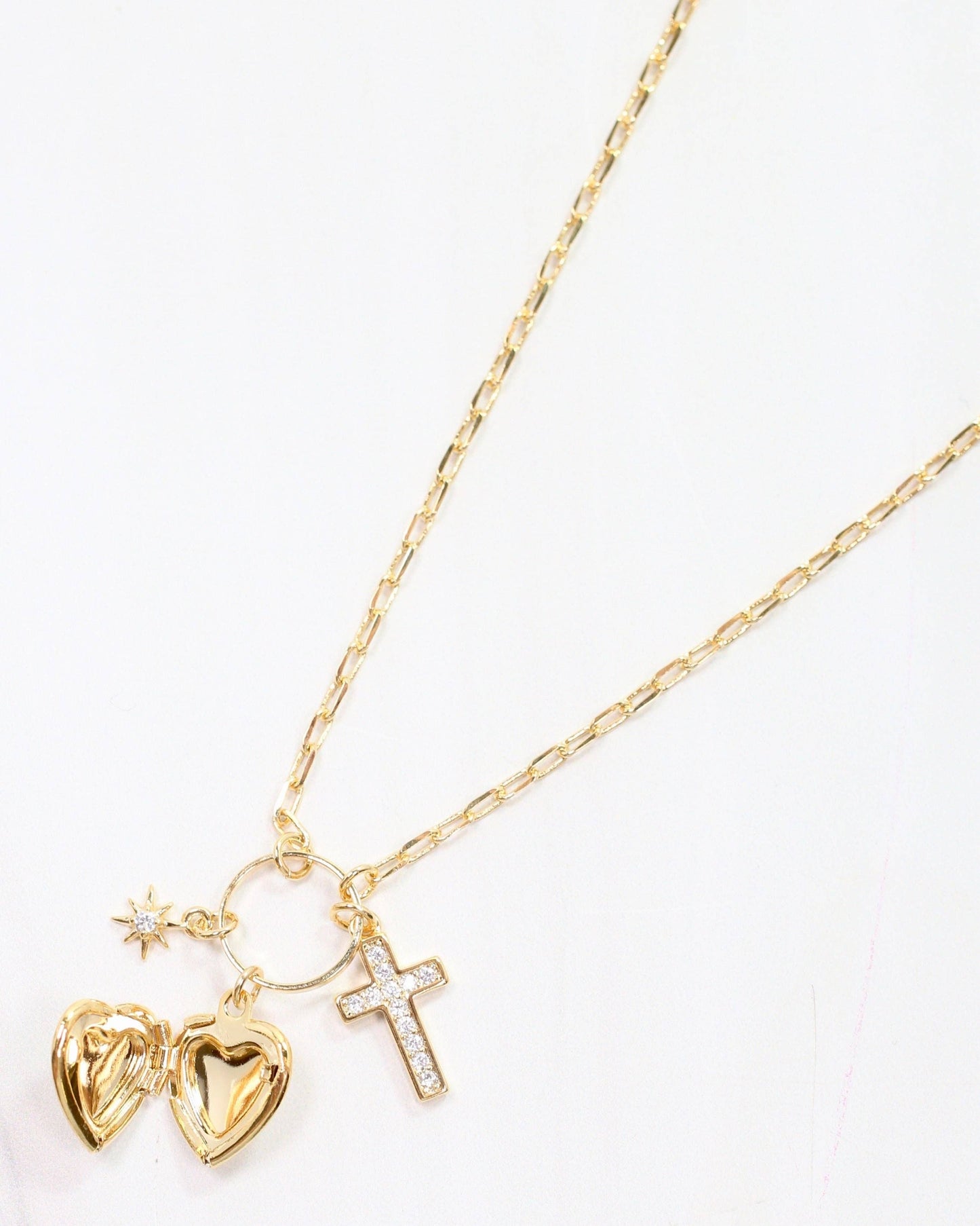 Sally Drop Charm Necklace Gold