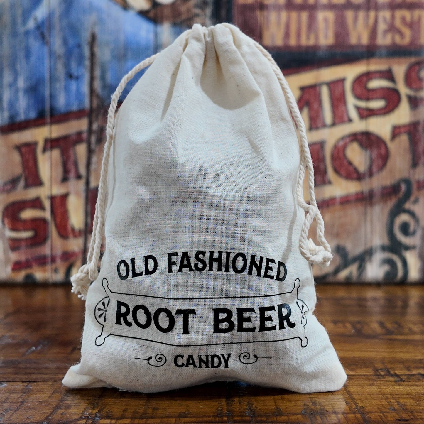 Root Beer Barrel Candy with Decorative Cloth Bag (5 oz.)