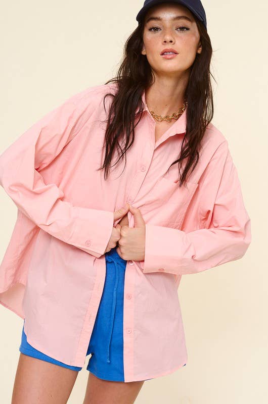 Oversized Cotton Button-Down Shirt