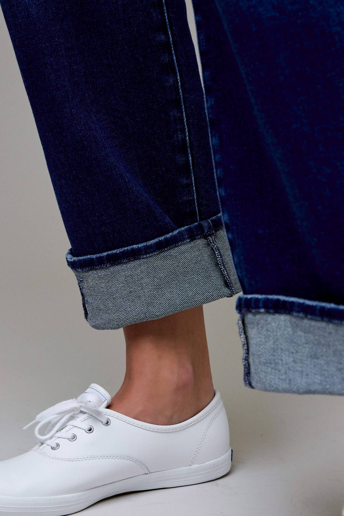 Dark Wash Cuffed Straight Jeans