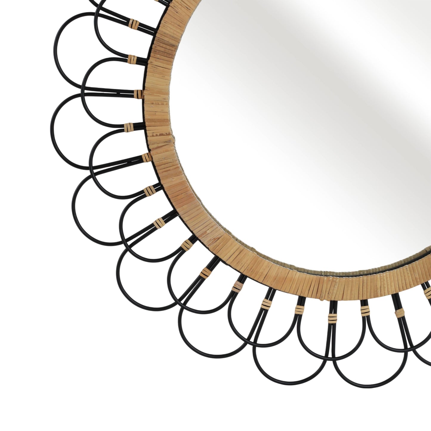Black 36 in. Metal Round Daisy Wall Mirror