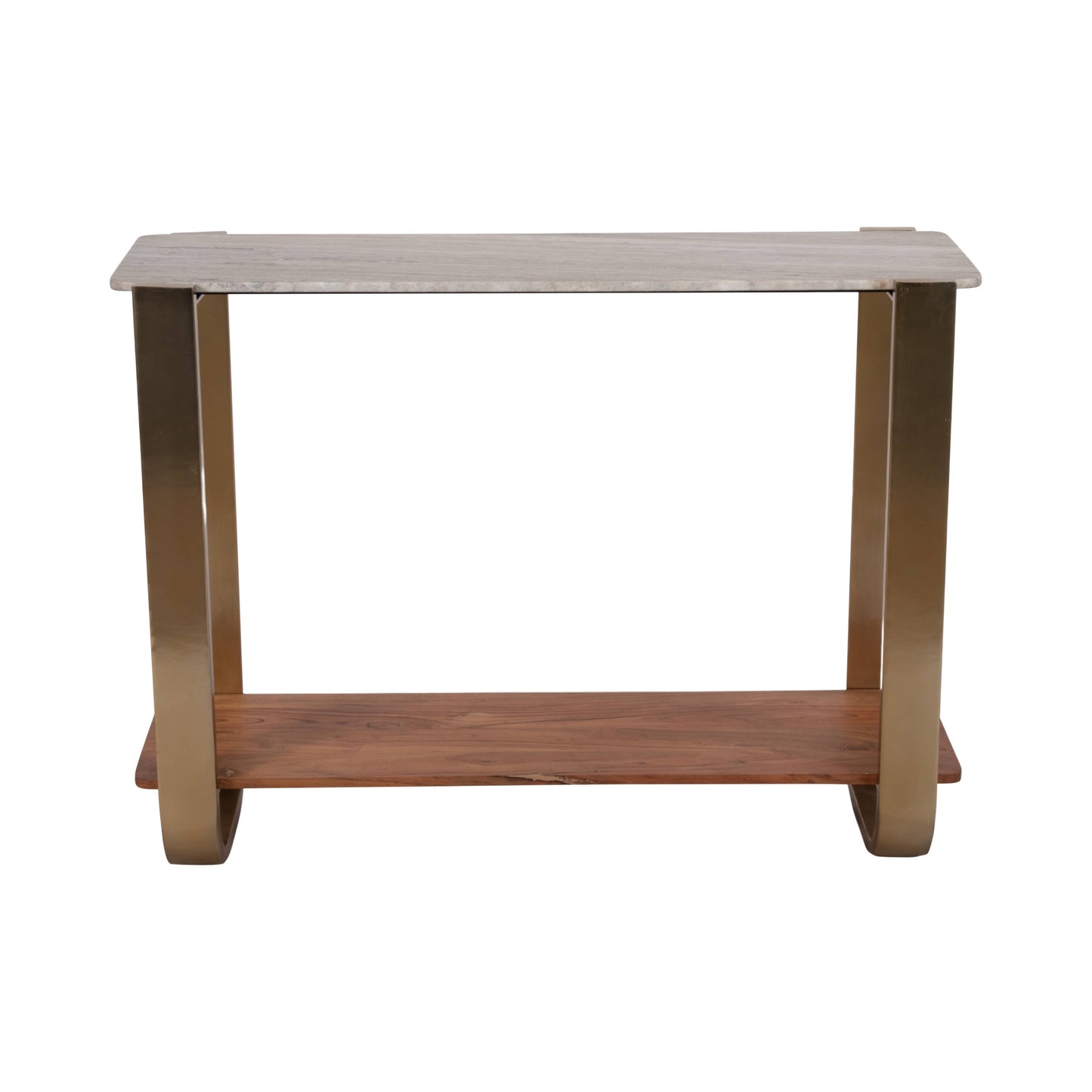 31 in. Gold Iron & Marble Top Console Table